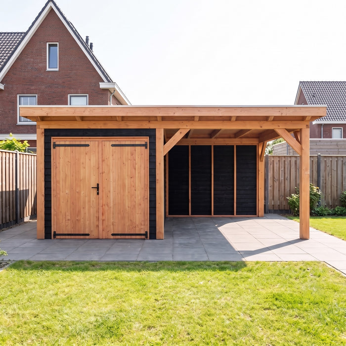 Douglas Overkapping Landelijk Zwart - 545x370cm - Volledig op Maat - sfeerfoto