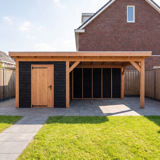 Douglas Overkapping Landelijk Zwart - 610x370cm - Volledig op Maat - sfeerfoto