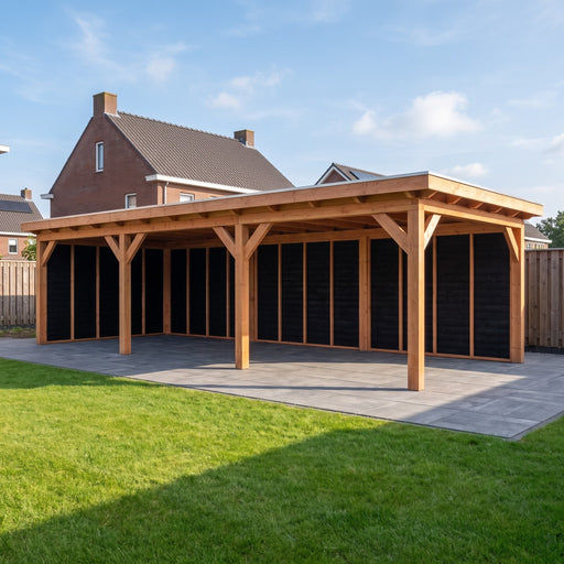 Douglas Overkapping Landelijk Zwart - 890x370cm - Volledig op Maat - sfeerfoto