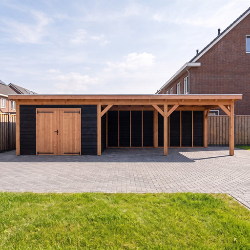 Douglas Overkapping Landelijk Zwart - 950x370cm - Volledig op Maat - sfeerfoto