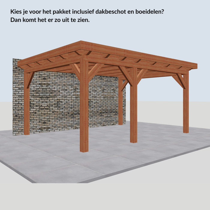 Douglas Aanbouwveranda - 485x370cm - Volledig op Maat - Links - inclusief dakbeschot en boeidelen