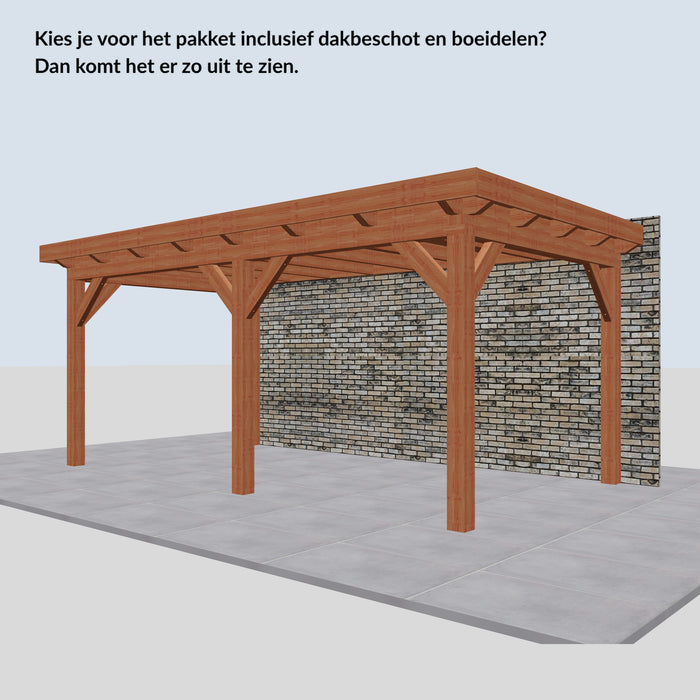 Douglas Aanbouwveranda - 545x305cm - Volledig op Maat - Rechts - inclusief dakbeschot en boeidelen