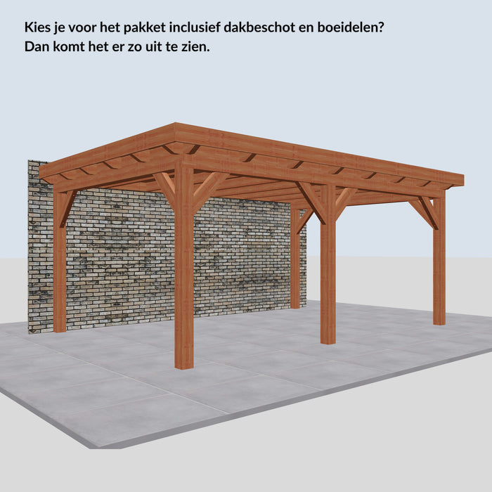 Douglas Aanbouwveranda - 545x370cm - Volledig op Maat - Links - inclusief dakbeschot en boeidelen