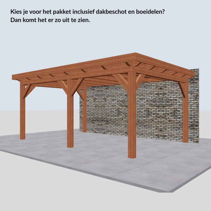 Douglas Aanbouwveranda - 545x370cm - Volledig op Maat - Rechts - inclusief dakbeschot en boeidelen