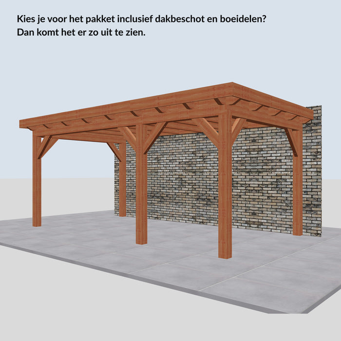 Douglas Aanbouwveranda - 550x305cm - Volledig op Maat - Rechts - inclusief dakbeschot en boeidelen