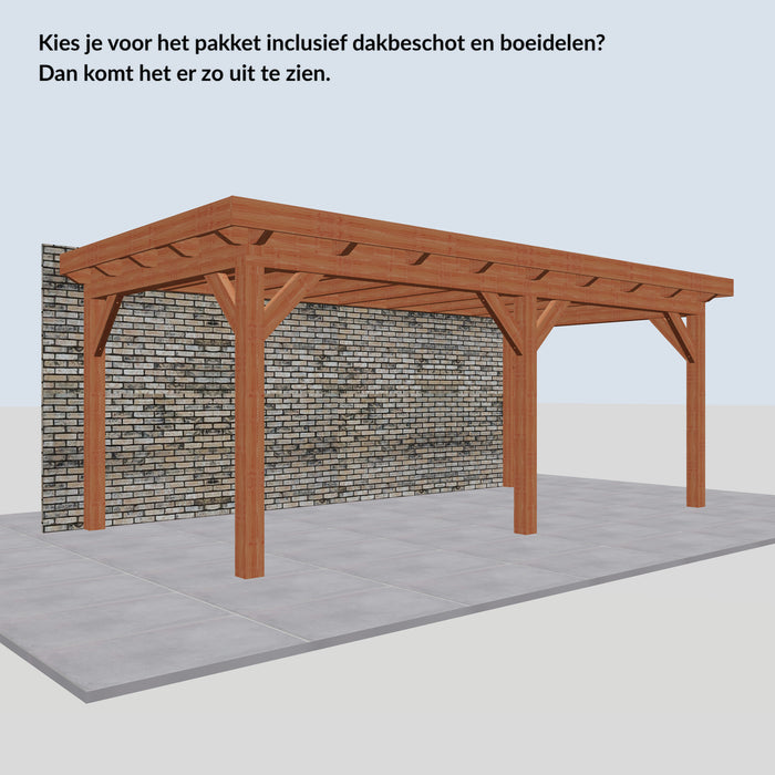 Douglas Aanbouwveranda - 595x305cm - Volledig op Maat - inclusief dakbeschot en boeidelen