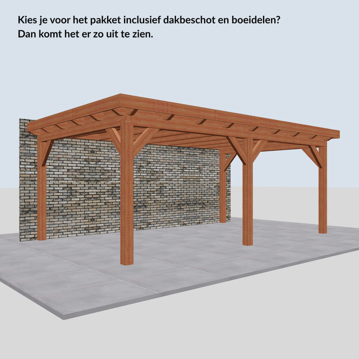 Douglas Aanbouwveranda - 595x370cm - Volledig op Maat - inclusief dakbeschot en boeidelen