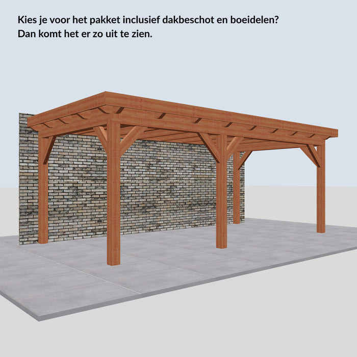 Douglas Aanbouwveranda - 610x305cm - Volledig op Maat - Links - inclusief dakbeschot en boeidelen