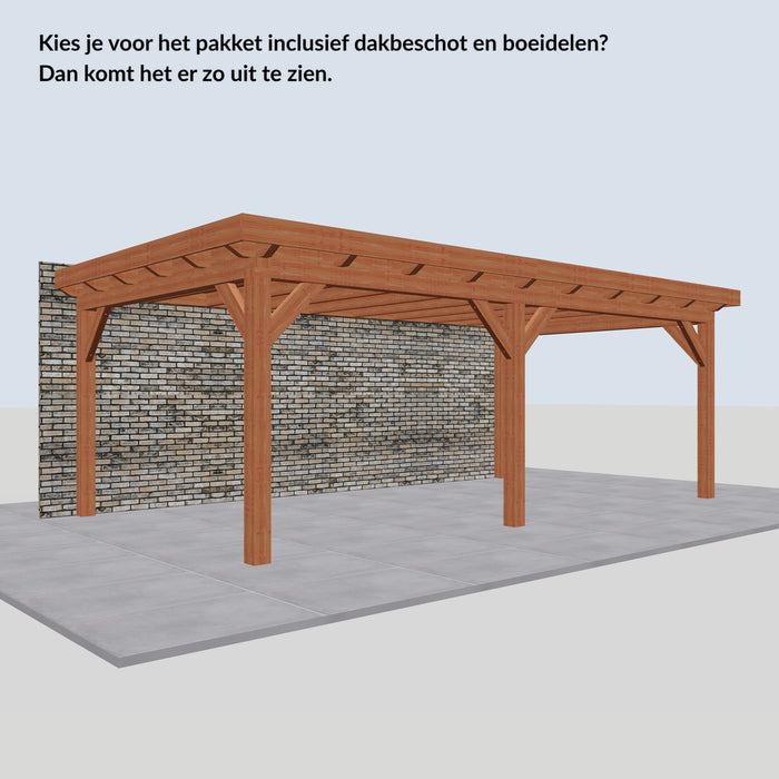 Douglas Aanbouwveranda - 660x370cm - Volledig op Maat - Links - inclusief dakbeschot en boeidelen