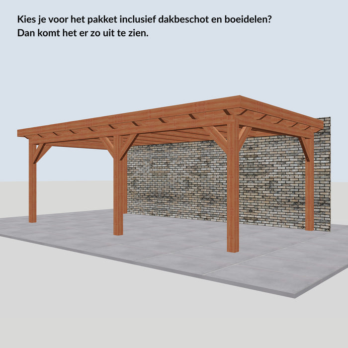 Douglas Aanbouwveranda - 660x370cm - Volledig op Maat - Rechts - inclusief dakbeschot en boeidelen