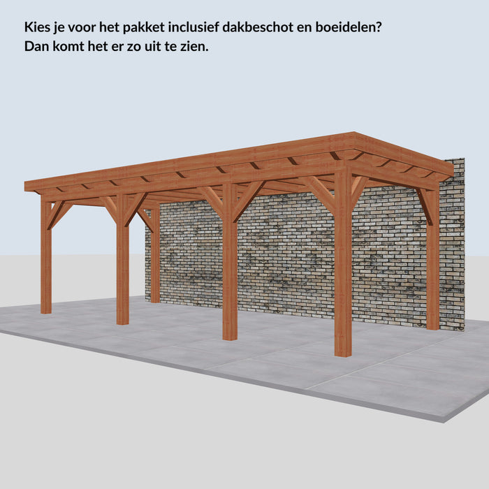 Douglas Aanbouwveranda - 670x305cm - Volledig op Maat - Rechts - inclusief dakbeschot en boeidelen
