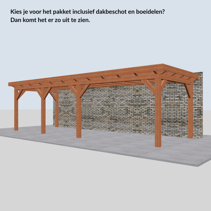 Douglas Aanbouwveranda - 845x305cm - Volledig op Maat - Rechts - inclusief dakbeschot en boeidelen