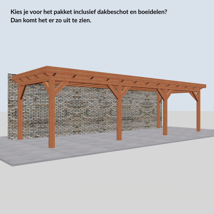 Douglas Aanbouwveranda - 890x305cm - Volledig op Maat - inclusief dakbeschot en boeidelen