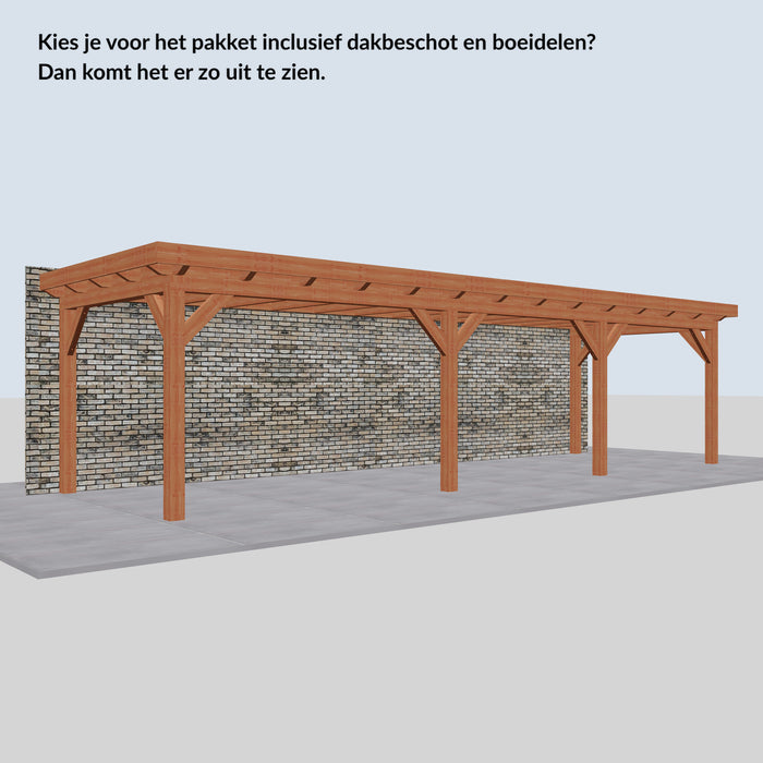 Douglas Aanbouwveranda - 950x305cm - Volledig op Maat - Links - inclusief dakbeschot en boeidelen