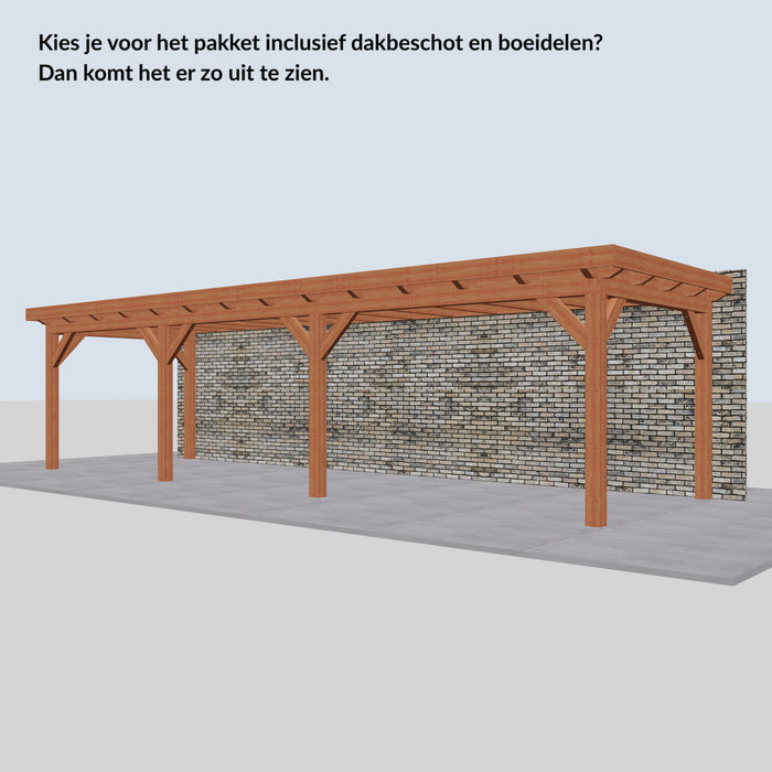 Douglas Aanbouwveranda - 950x305cm - Volledig op Maat - Rechts - inclusief dakbeschot en boeidelen