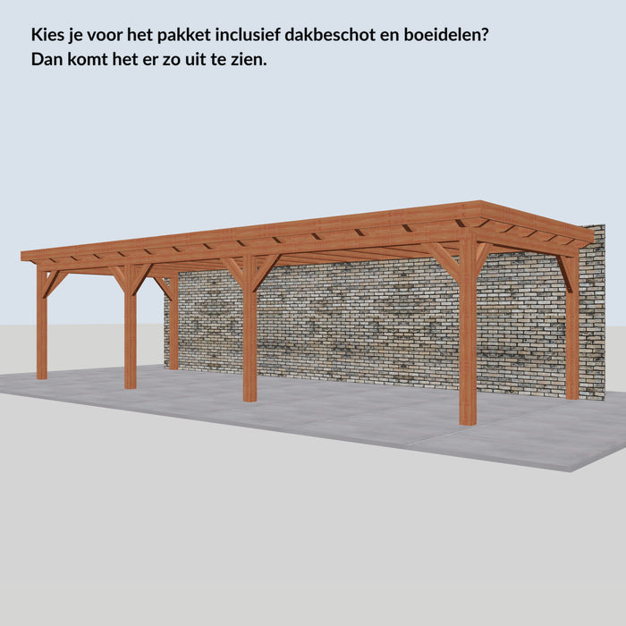 Douglas Aanbouwveranda - 950x370cm - Volledig op Maat - Rechts - inclusief dakbeschot en boeidelen