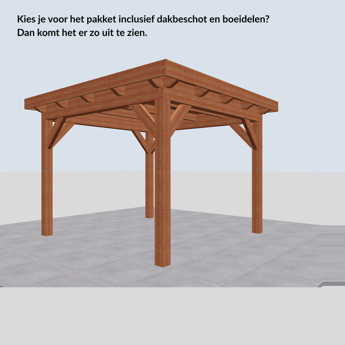 Douglas Overkapping Landelijk Classic - 305x305cm - Volledig op Maat - inclusief dakbeschot en boeidelen