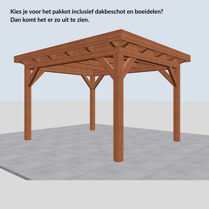 Douglas Overkapping Landelijk Classic - 370x305cm - Volledig op Maat - inclusief dakbeschot en boeidelen