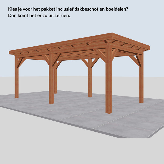 Douglas Overkapping Landelijk Classic - 595x305cm - Volledig op Maat - inclusief dakbeschot en boeidelen