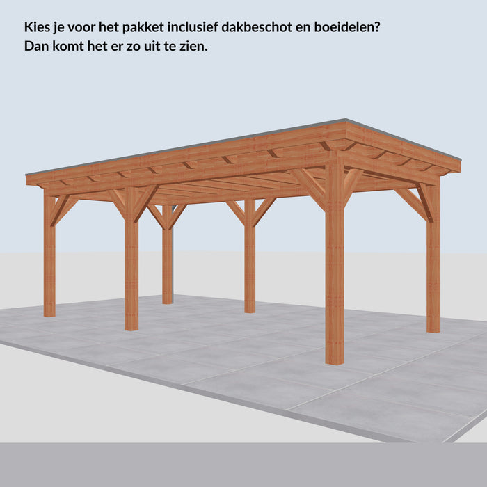 Douglas Overkapping Landelijk Classic - 610x305cm - Volledig op Maat - inclusief dakbeschot en boeidelen