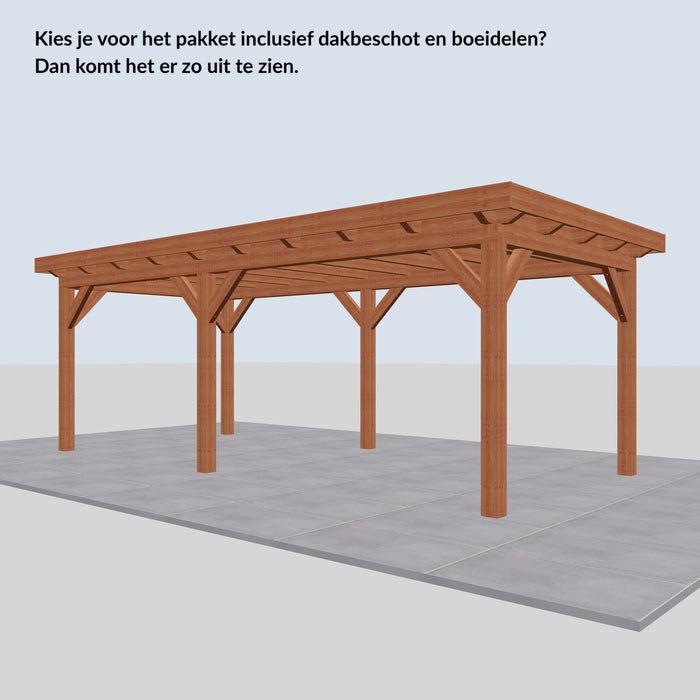 Douglas Overkapping Landelijk Classic - 660x305cm - Volledig op Maat - inclusief dakbeschot en boeidelen