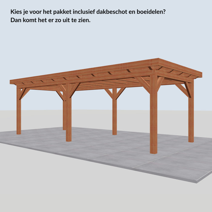 Douglas Overkapping Landelijk Classic - 725x305cm - Volledig op Maat - inclusief dakbeschot en boeidelen