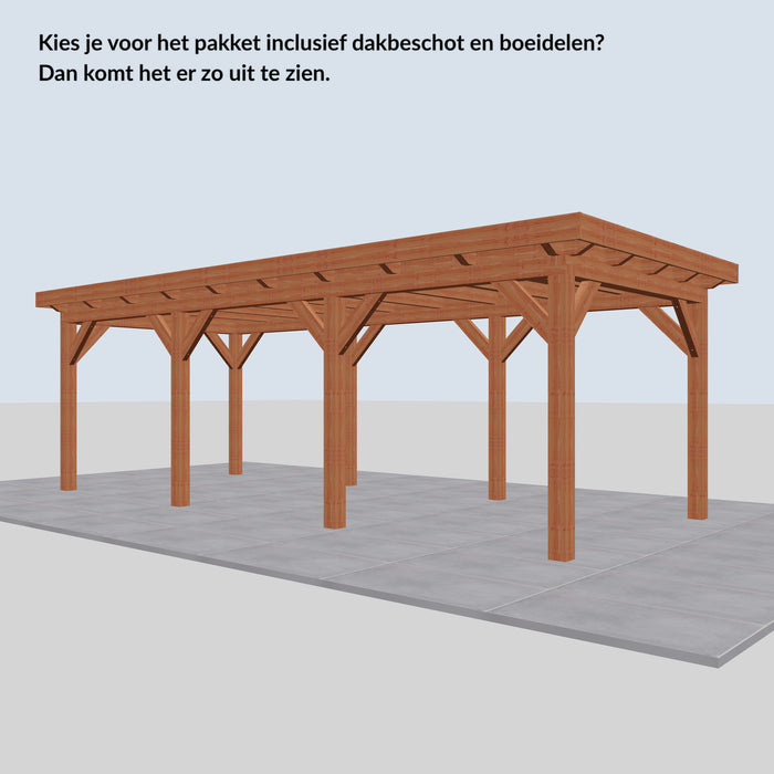Douglas Overkapping Landelijk Classic - 730x305cm - Volledig op Maat - inclusief dakbeschot en boeidelen