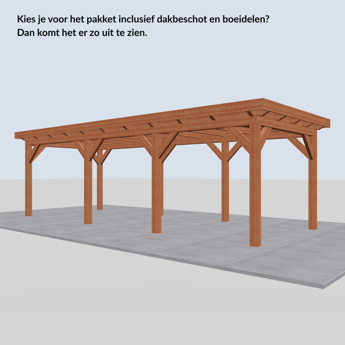 Douglas Overkapping Landelijk Classic - 780x305cm - Volledig op Maat - inclusief dakbeschot en boeidelen