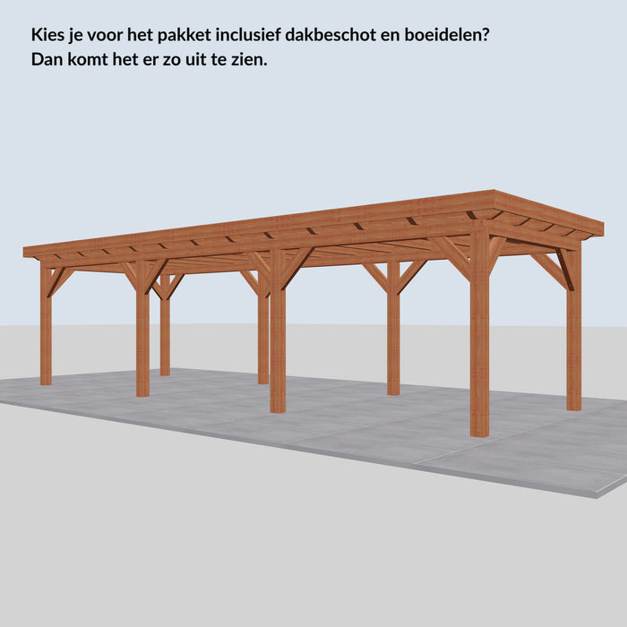 Douglas Overkapping Landelijk Classic - 890x305cm - Volledig op Maat - inclusief dakbeschot en boeidelen
