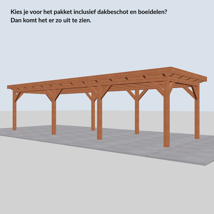 Douglas Overkapping Landelijk Classic - 950x305cm - Volledig op Maat - inclusief dakbeschot en boeidelen