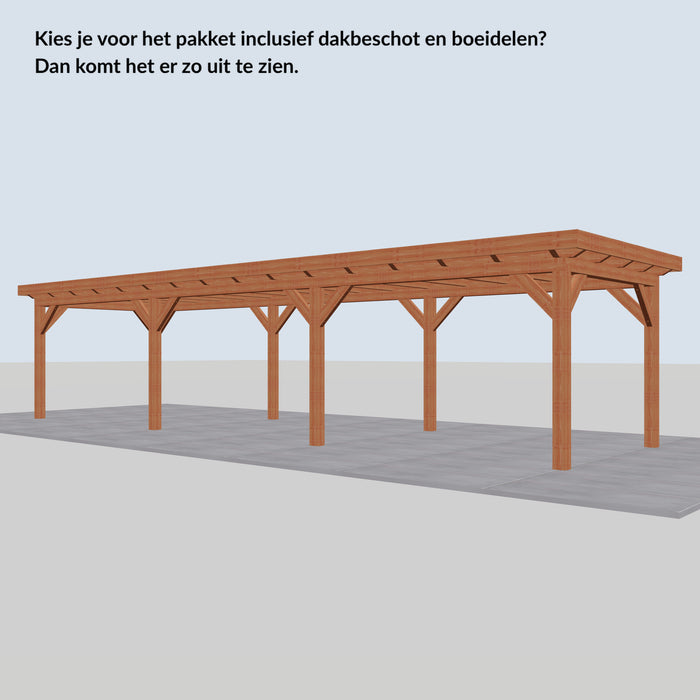 Douglas Overkapping Landelijk Classic - 1080x305cm - Volledig op Maat - inclusief dakbeschot en boeidelen