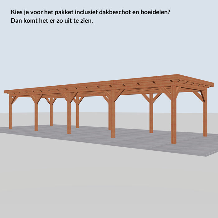 Douglas Overkapping Landelijk Classic - 1180x305cm - Volledig op Maat - inclusief dakbeschot en boeidelen