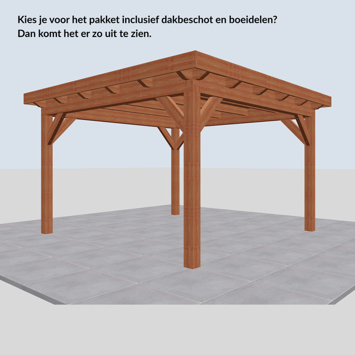Douglas Overkapping Landelijk Classic - 370x370cm - Volledig op Maat - inclusief dakbeschot en boeidelen