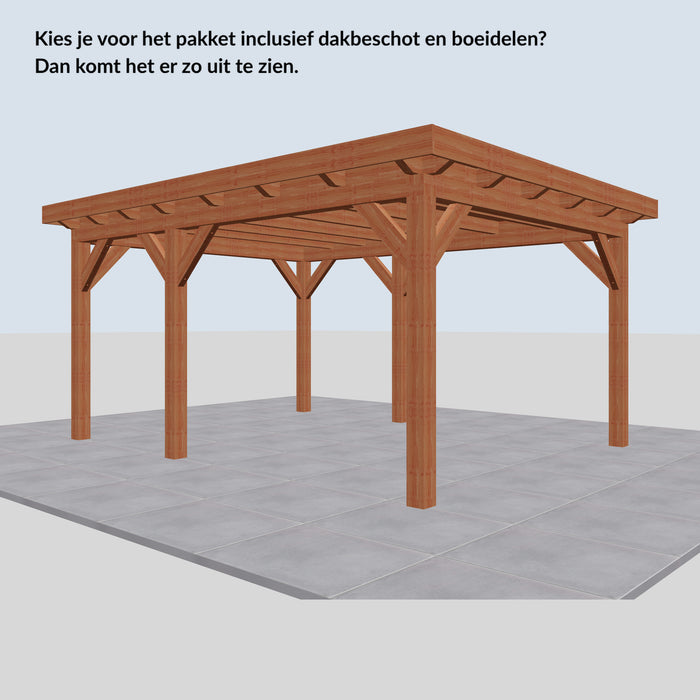 Douglas Overkapping Landelijk Classic - 485x370cm - Volledig op Maat - inclusief dakbeschot en boeidelen