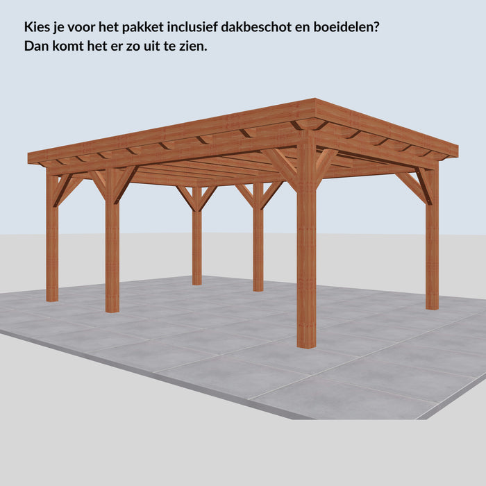 Douglas Overkapping Landelijk Classic - 550x370cm - Volledig op Maat - inclusief dakbeschot en boeidelen