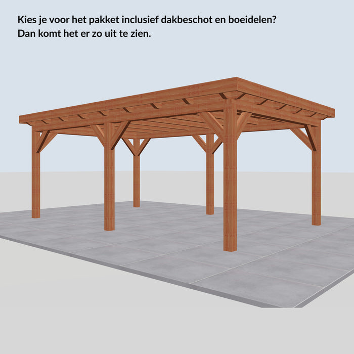 Douglas Overkapping Landelijk Classic - 595x370cm - Volledig op Maat - inclusief dakbeschot en boeidelen