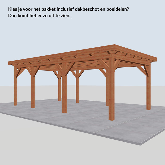 Douglas Overkapping Landelijk Classic - 670x370cm - Volledig op Maat - inclusief dakbeschot en boeidelen