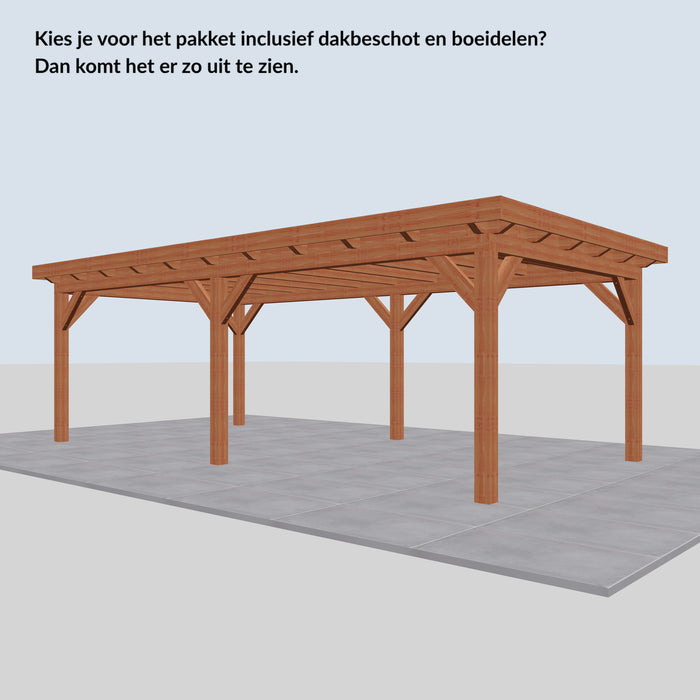 Douglas Overkapping Landelijk Classic - 725x370cm - Volledig op Maat - inclusief dakbeschot en boeidelen