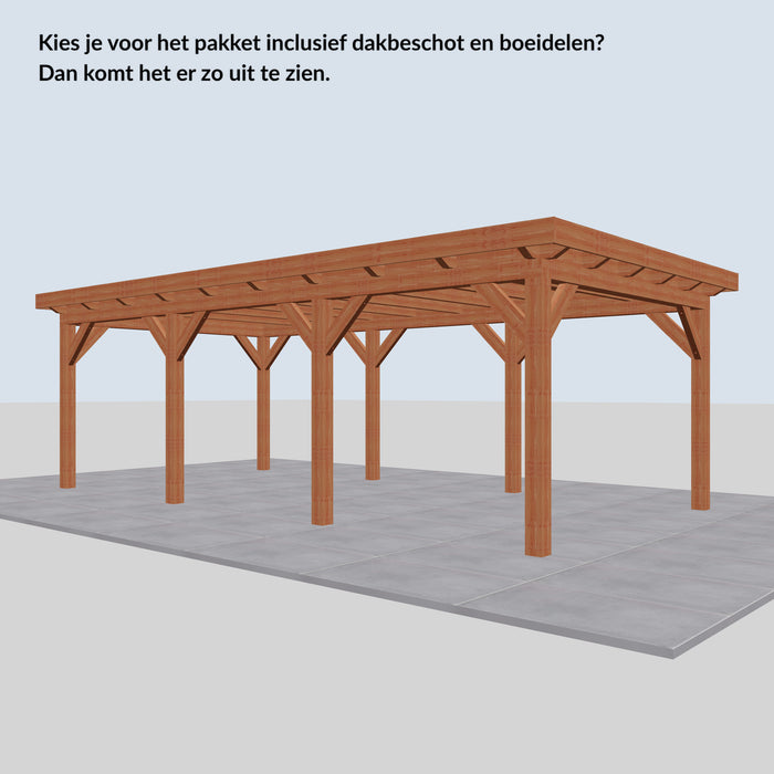 Douglas Overkapping Landelijk Classic - 730x370cm - Volledig op Maat - inclusief dakbeschot en boeidelen