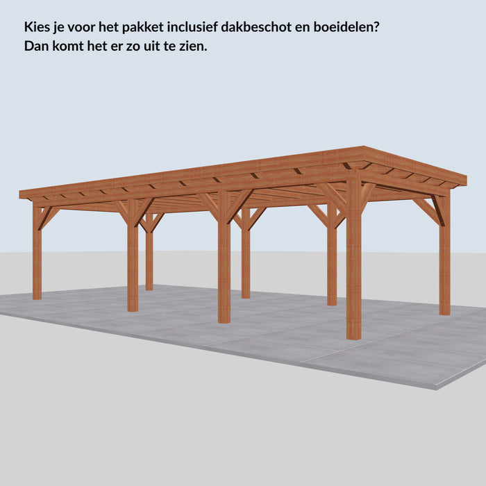 Douglas Overkapping Landelijk Classic - 845x370cm - Volledig op Maat - inclusief dakbeschot en boeidelen