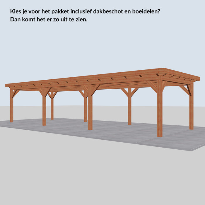 Douglas Overkapping Landelijk Classic - 1080x370cm - Volledig op Maat - inclusief dakbeschot en boeidelen