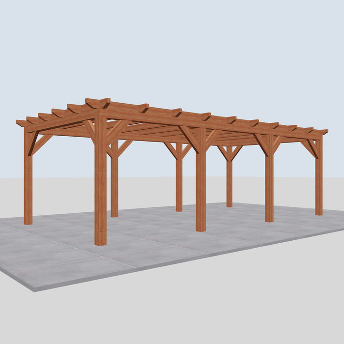Douglas Overkapping Landelijk Classic - 730x370cm - Volledig op Maat - linkerzijaanzicht