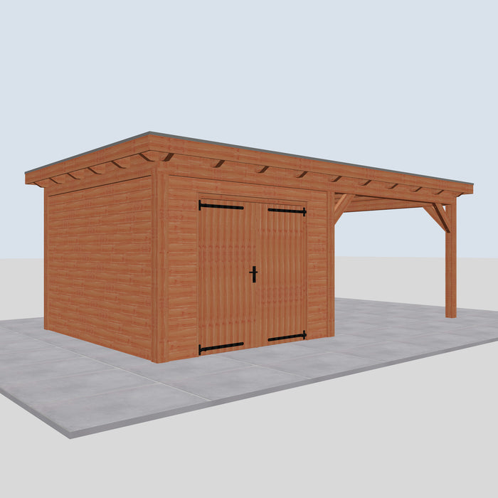 Douglas Overkapping Landelijk - 660x370cm - Volledig op Maat - linkerzijaanzicht
