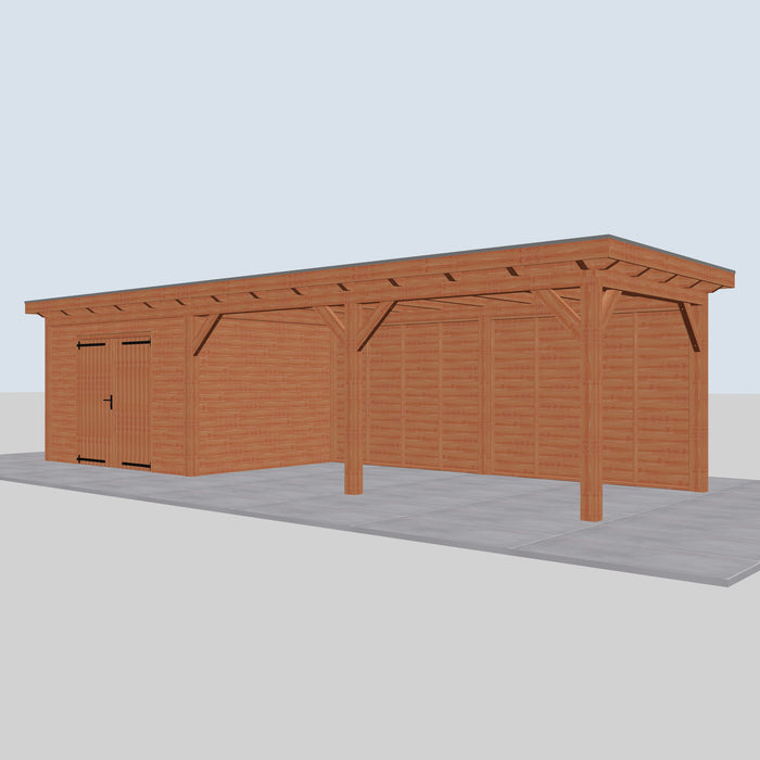 Douglas Overkapping Landelijk - 950x305cm - Volledig op Maat - rechterzijaanzicht