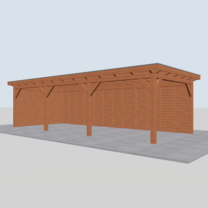 Douglas Overkapping Landelijk - 890x370cm - Volledig op Maat - rechterzijaanzicht