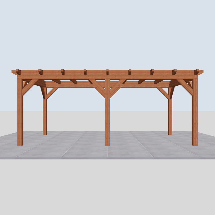 Douglas Overkapping Landelijk Classic - 595x305cm - Volledig op Maat - vooraanzicht