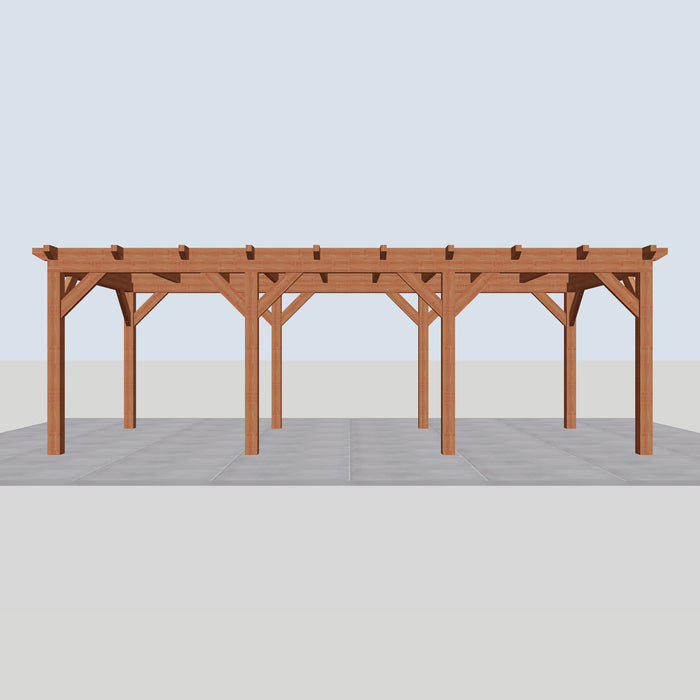 Douglas Overkapping Landelijk Classic - 730x305cm - Volledig op Maat - vooraanzicht