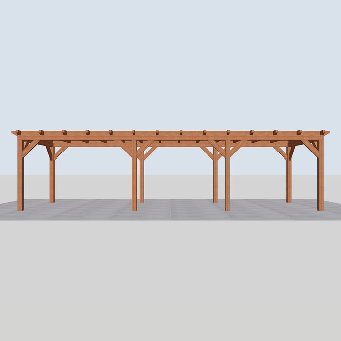 Douglas Overkapping Landelijk Classic - 950x305cm - Volledig op Maat - vooraanzicht