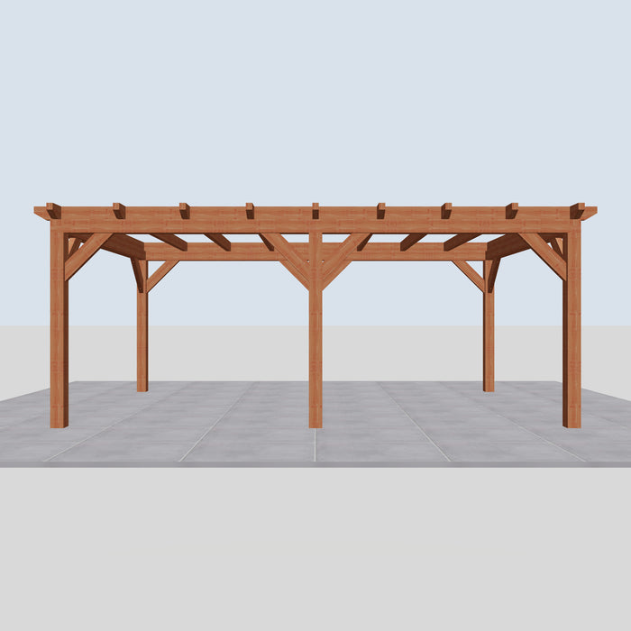 Douglas Overkapping Landelijk Classic - 595x370cm - Volledig op Maat - vooraanzicht