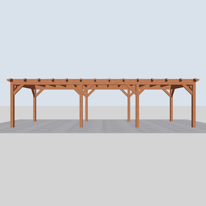 Douglas Overkapping Landelijk Classic - 950x370cm - Volledig op Maat - vooraanzicht